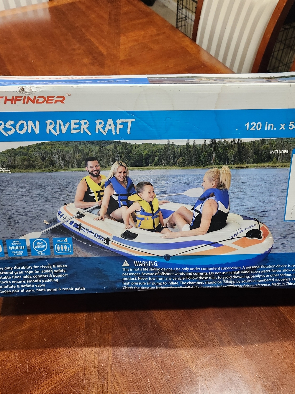 Pathfinder 4-Person River Raft - Blue, White, Orange